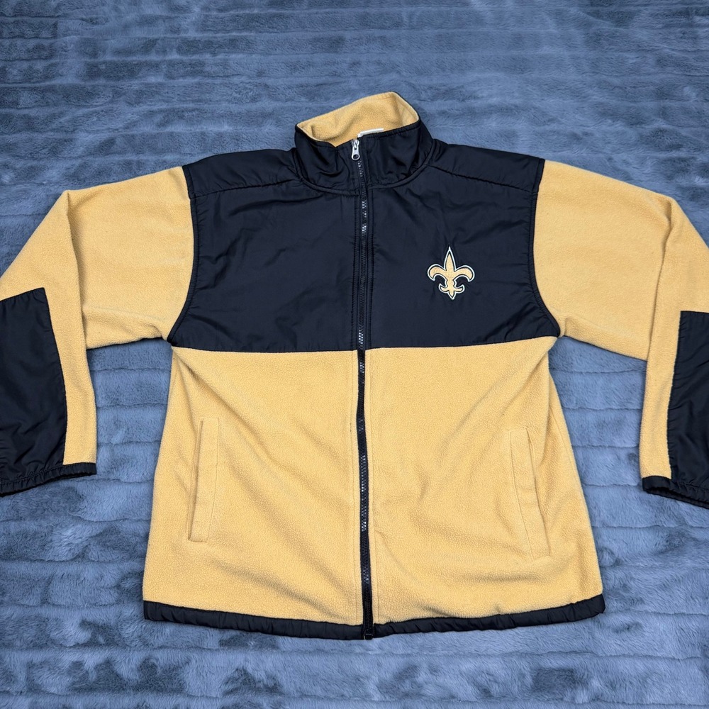 NFL Team Apparel New Orleans Saints Youth XL 16/18 Fleece Full Zip Jacket Gold